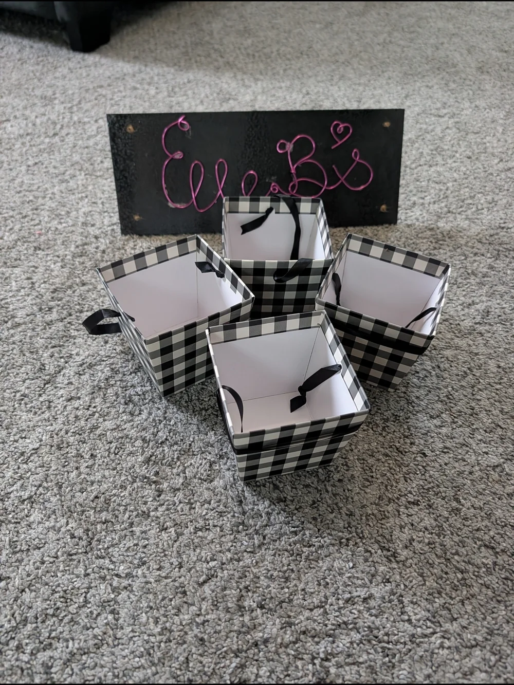 Nwt Buffalo Check Square Gift Boxes - Set of 4
